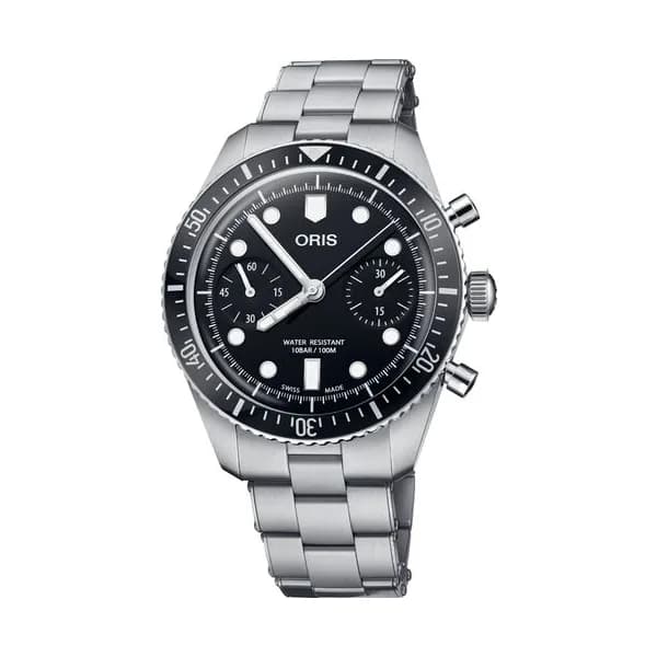 Oris Montre Oris Divers Sixty-Five Chronographe automatique cadran noir bracelet acier 40 mm