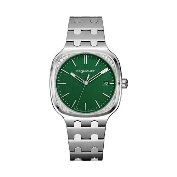 Pequignet Montre Pequignet Manufacture Concorde 20 Diamants - 40mm Automatique Cadran Vert - 9040499