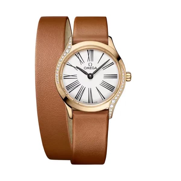 Omega De Ville 26 mm, or Moonshine™ sur bracelet en cuir