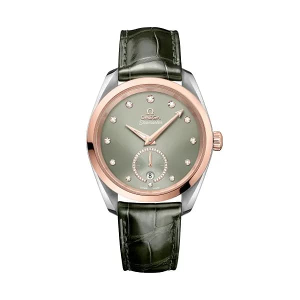 Omega Seamaster 38 mm, acier - or « Sedna™ » sur bracelet en cuir