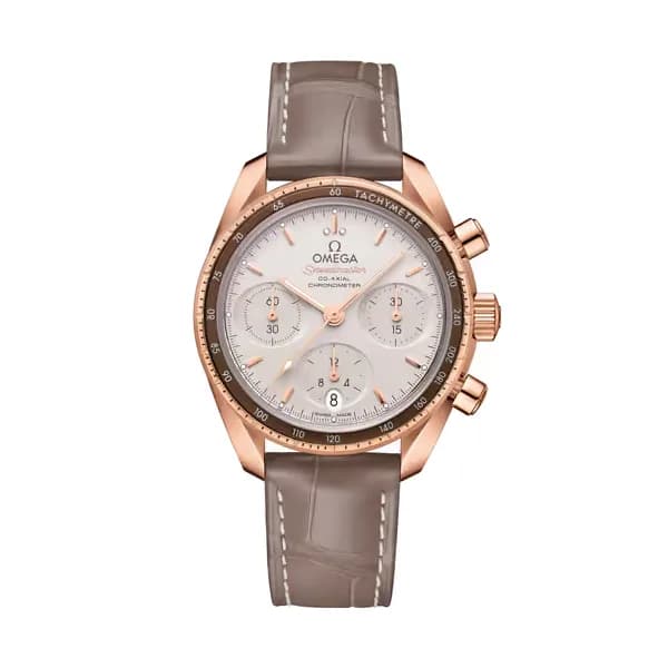 Omega Speedmaster 38 mm, or Sedna™ sur bracelet en cuir