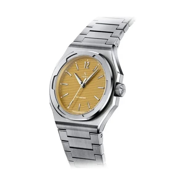 Yema Montre Yema Wristmaster Slim CMM.20 Micro-Rotor automatique cadran jaune bracelet acier 39 mm