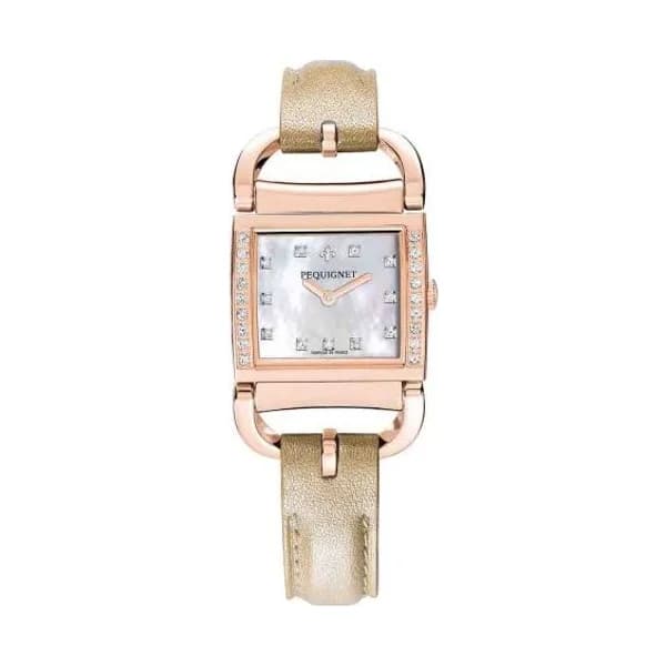 Pequignet E. Montre Pequignet Attellage Quartz - Cadran Nacre Blanc - Bracelet Or nacré - 5896509CD-CON