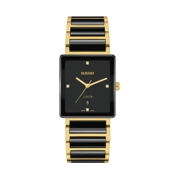 Rado Montre Rado Integral Diamonds Quartz Cadran Noir Bracelet Noir