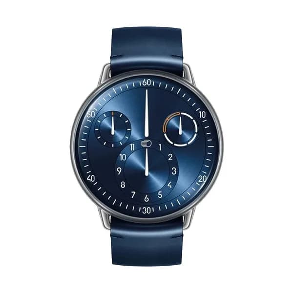 Ressence Montre Ressence Type 1° Round Night Blue titane automatique cadran bleu bracelet cuir 42 mm