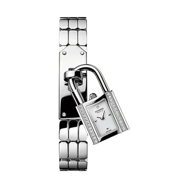 Hermès Montre HERMÈS Kelly Mini Modèle Sertie quartz cadran laqué blanc bracelet acier 16 mm