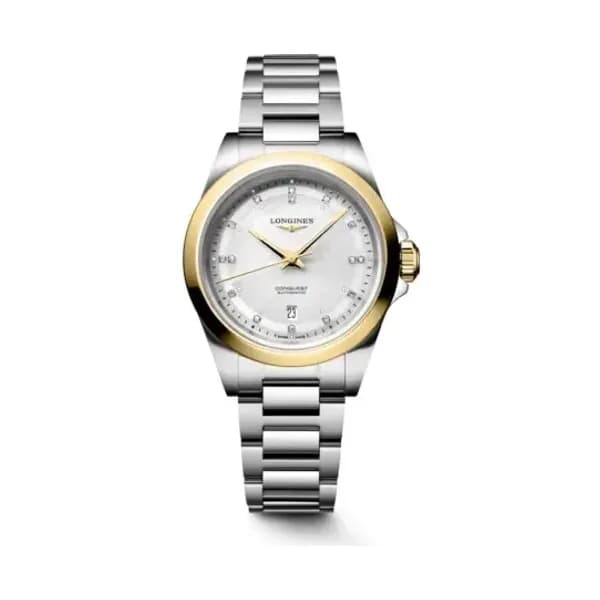 Daniel Gérard Montre Longines Conquest 30 mm Automatique Cadran Nacre blanche Bracelet Acier