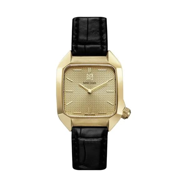 March LA.B Montre March LA.B AM2 XS Mécanique Golden Hour cadran doré bracelet cuir noir 32 mm