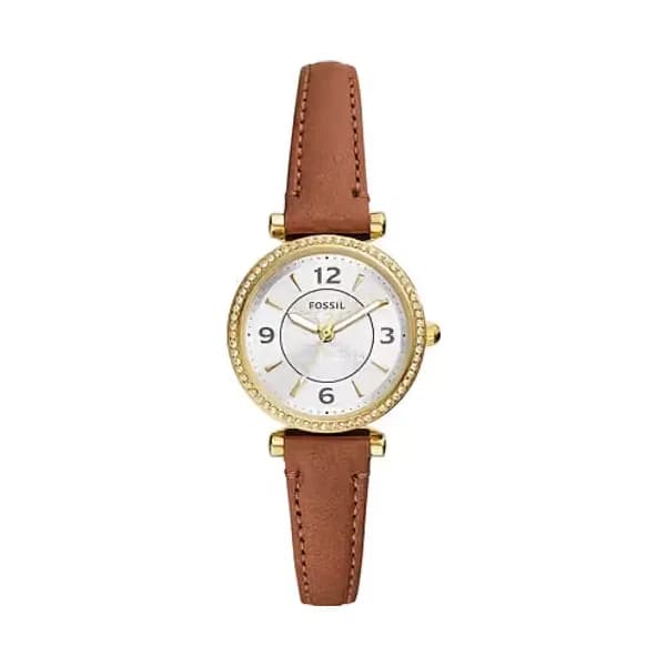Fossil Montre Femme FOSSIL CARLIE en Cuir LiteHide™ Marron Etanche