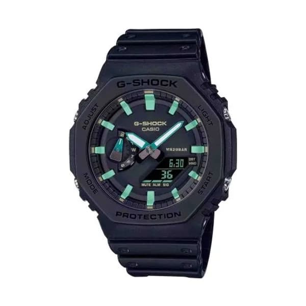 Casio Montre GShock Classic - Série GA-2100 - Noir & Turquoise 48.5 x 45.4 mm- GA-2100RC-1A