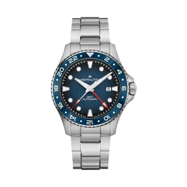 Hamilton Montre Hamilton Khaki Navy Scuba automatique GMT cadran bleu nuit bracelet acier 43 mm