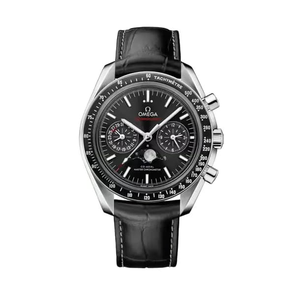 Omega Speedmaster 44,25 mm, acier sur bracelet en cuir