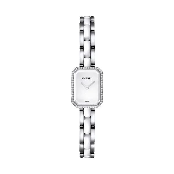 Chanel Montre CHANEL Première Mini cadran blanc lunette sertie bracelet céramique blanche