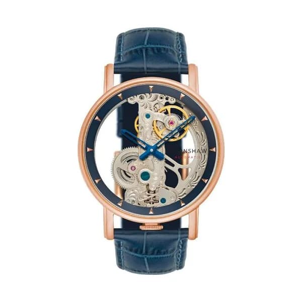 Thomas Earnshaw Montre Automatique Earnshaw Collection Fowler Bridge en Cuir Bleu