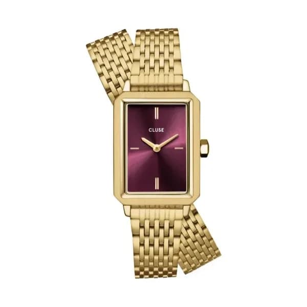 Cluse Fluette Watch Double Steel, Wine, Gold Colour