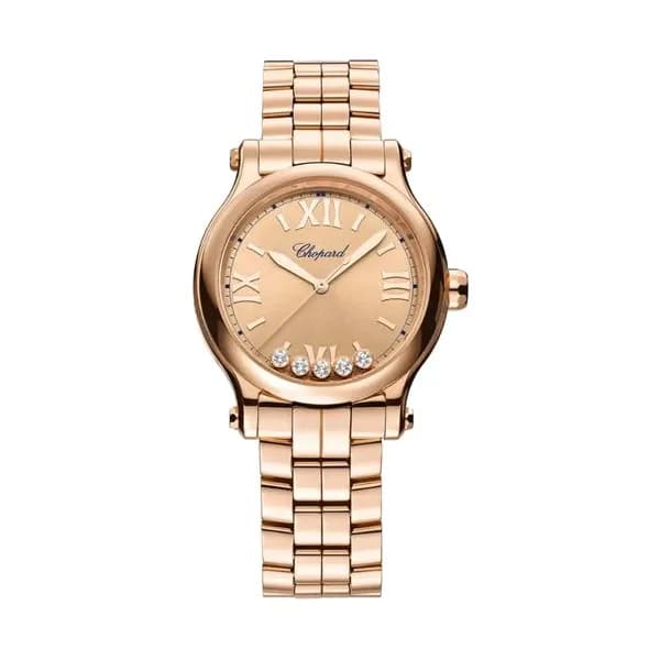Chopard Montre Chopard Happy Sport Or Rose automatique cadran doré bracelet or rose 33 mm