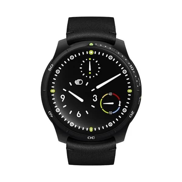 Ressence Montre Ressence Type 5 BB titane DLC noir automatique cadran noir bracelet cuir noir 45 mm