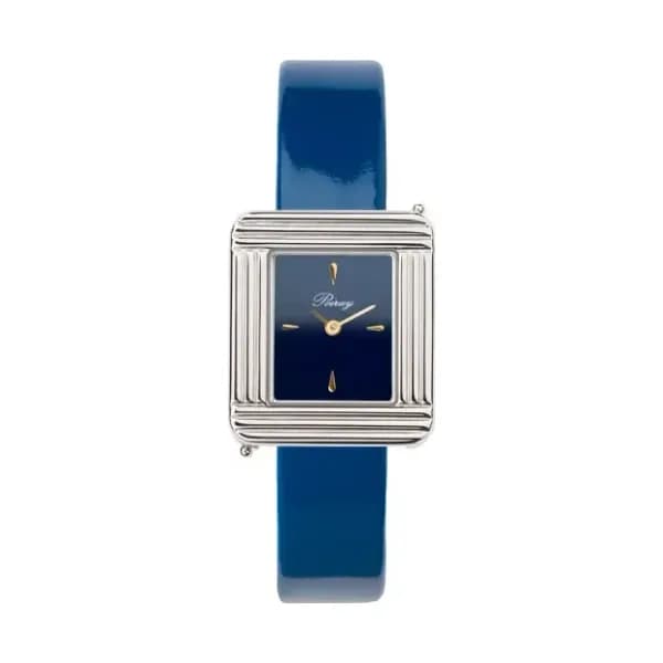 Poiray Montre Poiray Ma Première Mini Acier Cadran Bleu Bracelet Veau Vernis Bleu