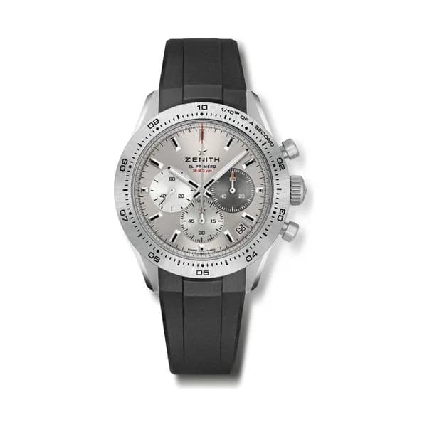 Zenith Montre Zenith Chronomaster Sport Titane automatique cadran gris bracelet caoutchouc 41 mm