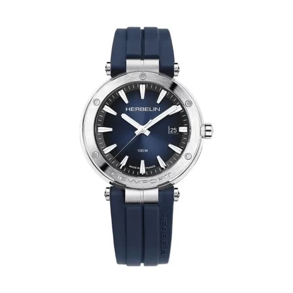 Michel Herbelin Montre Michel Herbelin Newport quartz cadran bleu bracelet caoutchouc bleu 40,5 mm