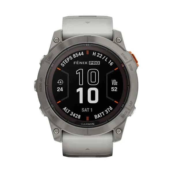 Garmin Montre Garmin Fénix 7X Pro Sapphire Solar Edition Titane bracelet silicone gris et orange 51 mm