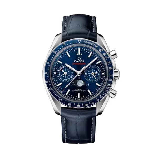 Omega Speedmaster 44,25 mm, acier sur bracelet en cuir