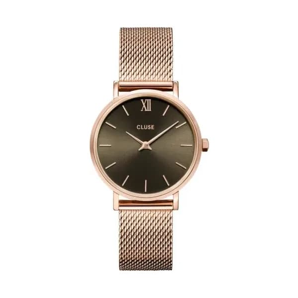 Cluse Minuit Watch Mesh, Grey, Rose Gold Colour