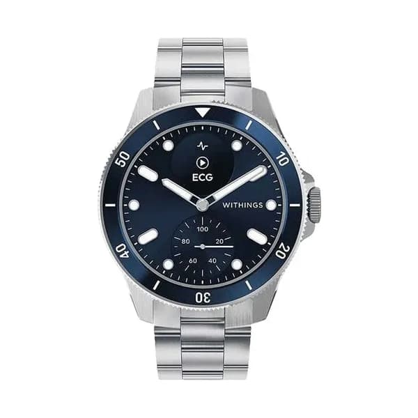 Withings Montre Connectée Withings ScanWatch Nova Blue cadran bleu bracelet acier 42 mm