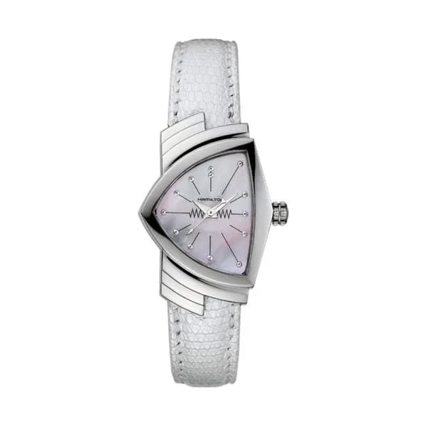 Hamilton Montre Hamilton Ventura Classic S quartz cadran nacre bracelet cuir façon lézard blanc