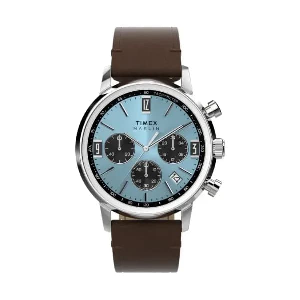 Timex Montre Marlin Chronograph Tachymeter 40mm Leather Strap Watch TW2Y66600