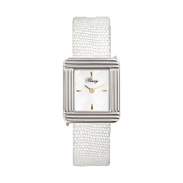 Poiray Montre Poiray Ma Première Cadran Blanc Texturé Bracelet Chèvre Blanc