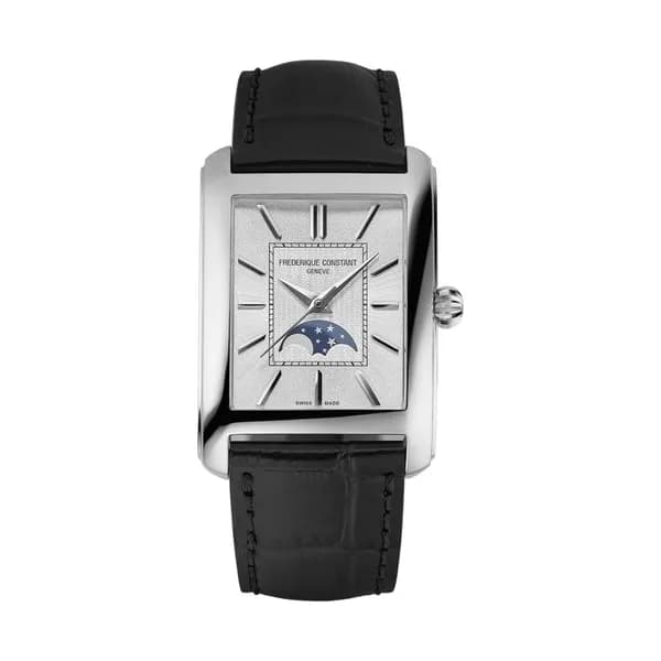 Frédérique Constant Montre Frédérique Constant Classics Carree Moonphase Automatic cadran argenté bracelet cuir 42,30 x 30 mm