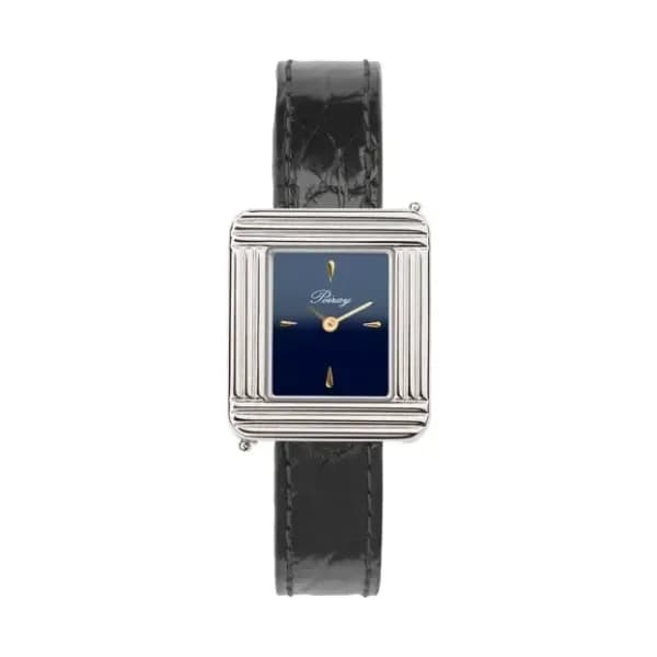 Poiray Montre Poiray Ma Première Mini Acier Cadran Bleu Bracelet Alligator Noir