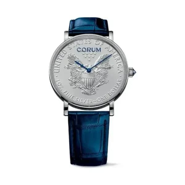 Daniel Gérard Montre Corum COIN Pièce Argent Rhodié Automatique