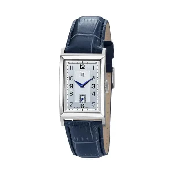 Lip Montre LIP T24 Cadran argenté bracelet cuir bleu moyen