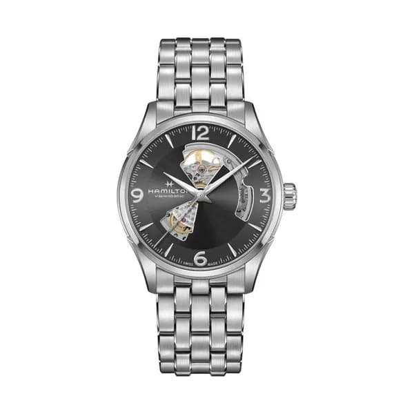 Hamilton Montre Hamilton Jazzmaster Open Heart automatique cadran anthracite bracelet acier 42 mm