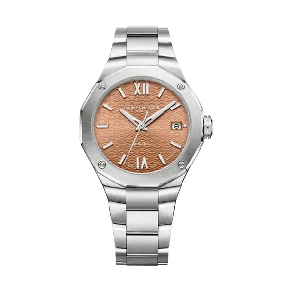 Baume & Mercier Montre Baume et Mercier Riviera automatique cadran terracotta bracelet acier 36 mm