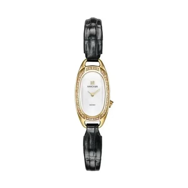 March LA.B Montre March LA.B Oblongue Electrique Diamants Or 18k Alligator Noir