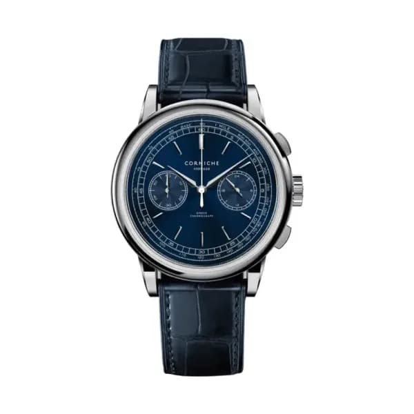 Corniche Montre Heritage Chronograph Steel with Blue dial