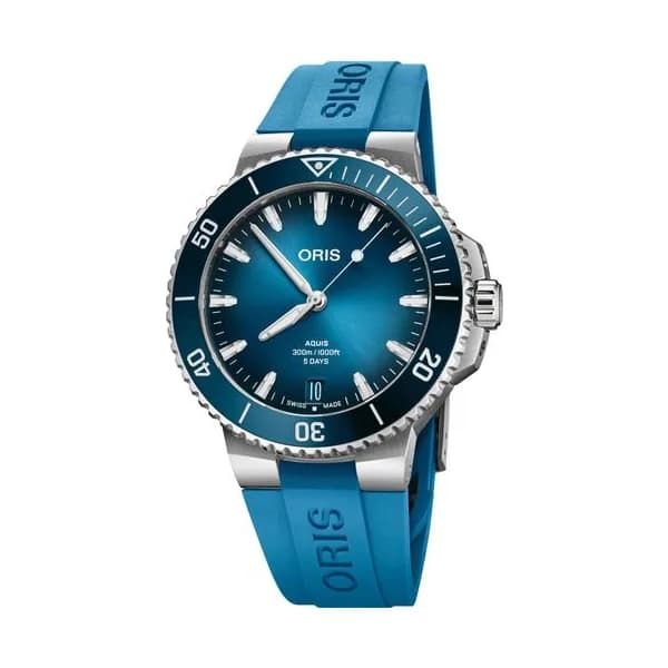 Oris Montre Oris Plongée Aquis Date Calibre 400 automatique cadran bleu bracelet caoutchouc bleu 43,5 mm