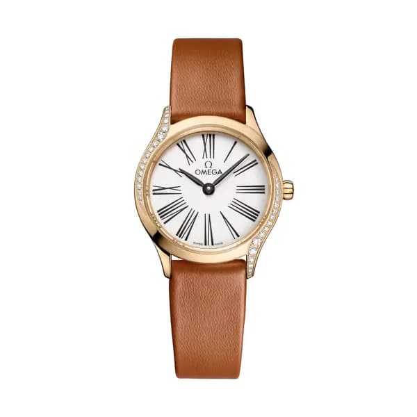 Omega De Ville 26 mm, or Moonshine™ sur bracelet en cuir