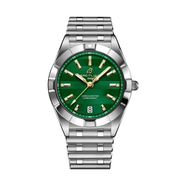 Breitling Montre Breitling Chronomat Six Nations Irlande quartz cadran vert bracelet acier 32 mm