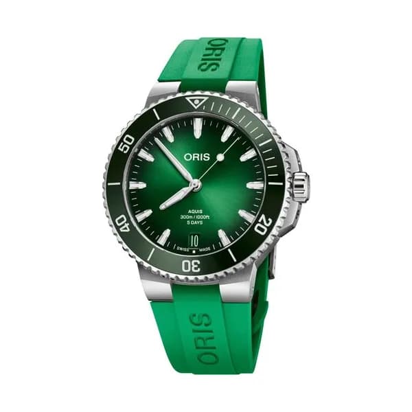 Oris Montre Oris Plongée Aquis Date Calibre 400 automatique cadran vert bracelet caoutchouc vert 43,5 mm