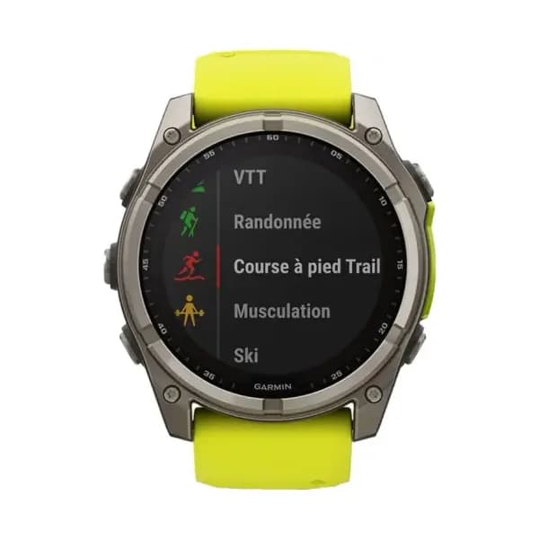 Garmin Montre Garmin Fenix 8 Solar Sapphire Titane Bracelet Jaune 51mm