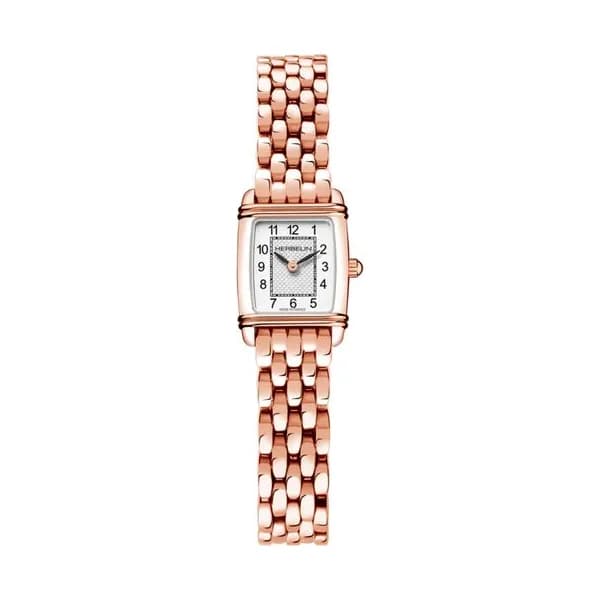 Michel Herbelin Montre Michel Herbelin Art Déco quartz cadran blanc chiffres arabes bracelet acier PVD or rose