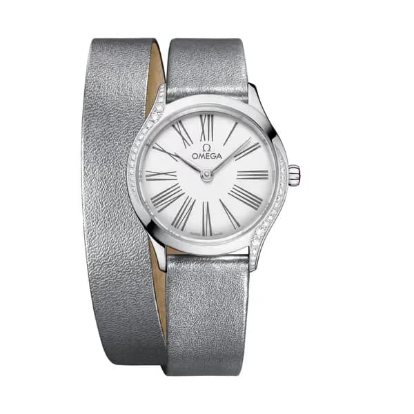 Omega De Ville 26 mm, acier sur bracelet en cuir
