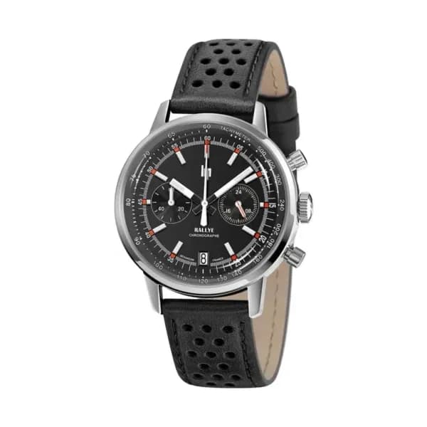 Lip Montre Lip Rallye Chrono Méca-Quartz - Homme - cadran Noir- 39 mm - Acier inoxydable - 671808
