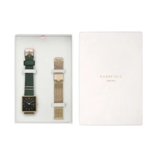Rosefield Montre Rosefield the Boxy en Cuir Noir