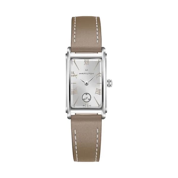 Hamilton Montre Hamilton American Classic Ardmore quartz cadran argenté bracelet cuir taupe 18,7 x 27 mm