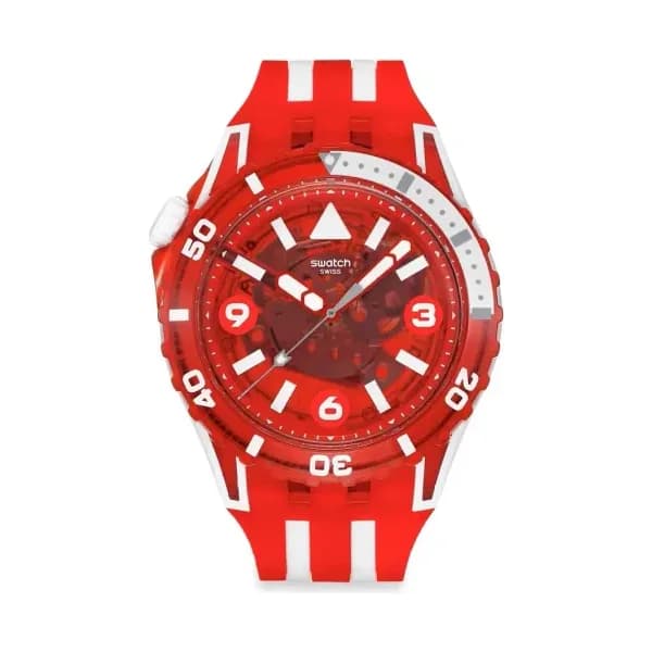 Swatch Montre quartz Mixte Scubaqua Rouge